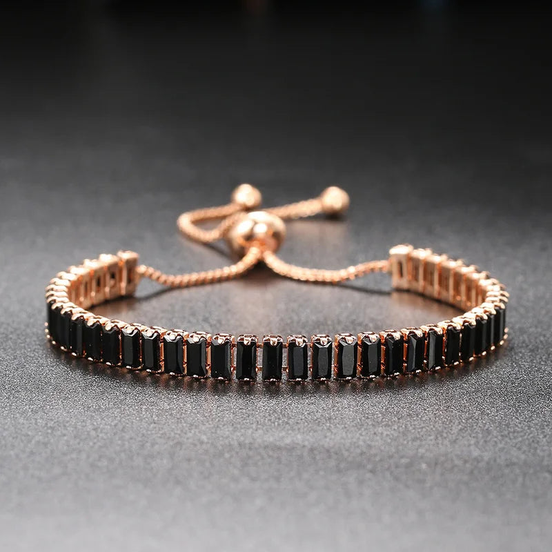 Men Women Crystal Tennis Bracelet Adjustable Chain Hip Hop Jewelry