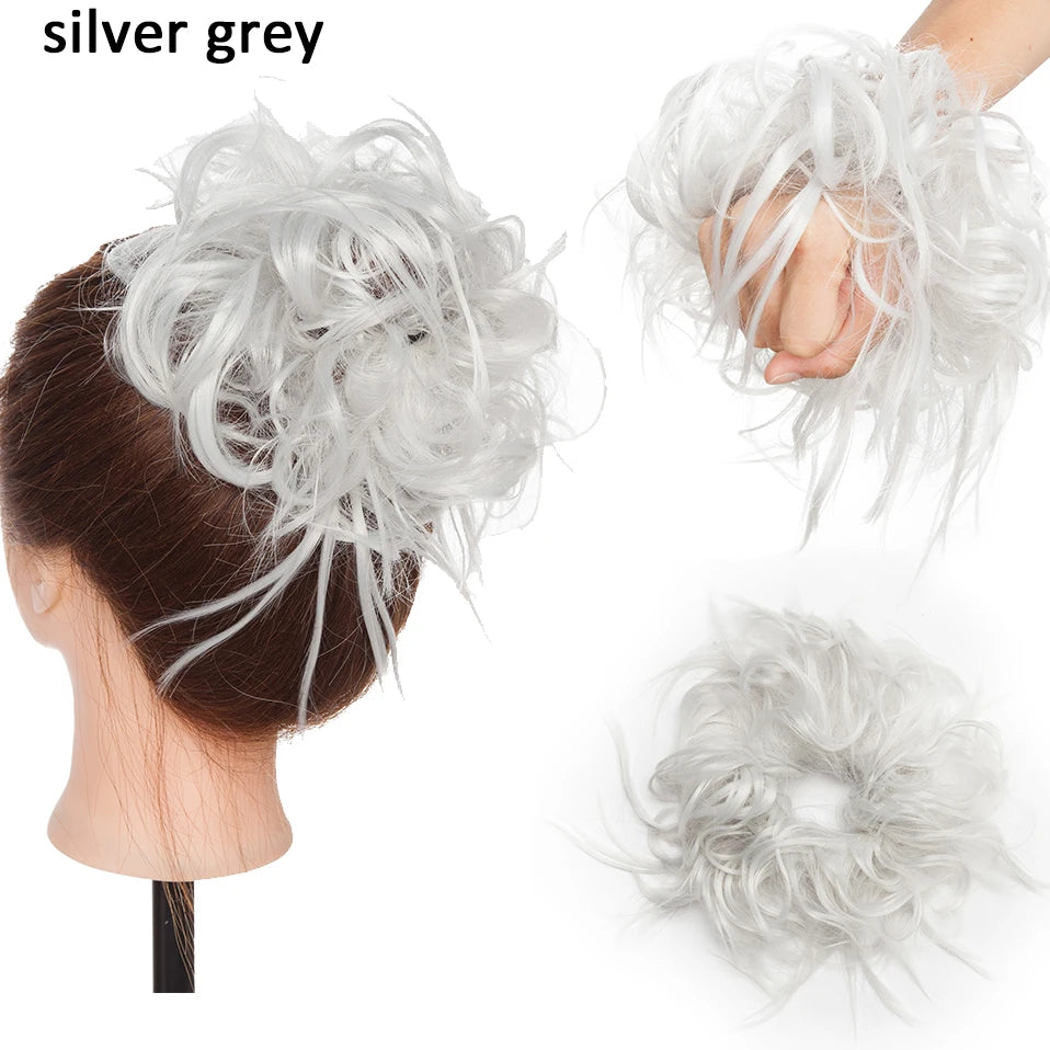 Messy Hair Bun Piece for Women - Fluffy Tousled Updo Scrunchie - Synthetic Wavy Hair Extension