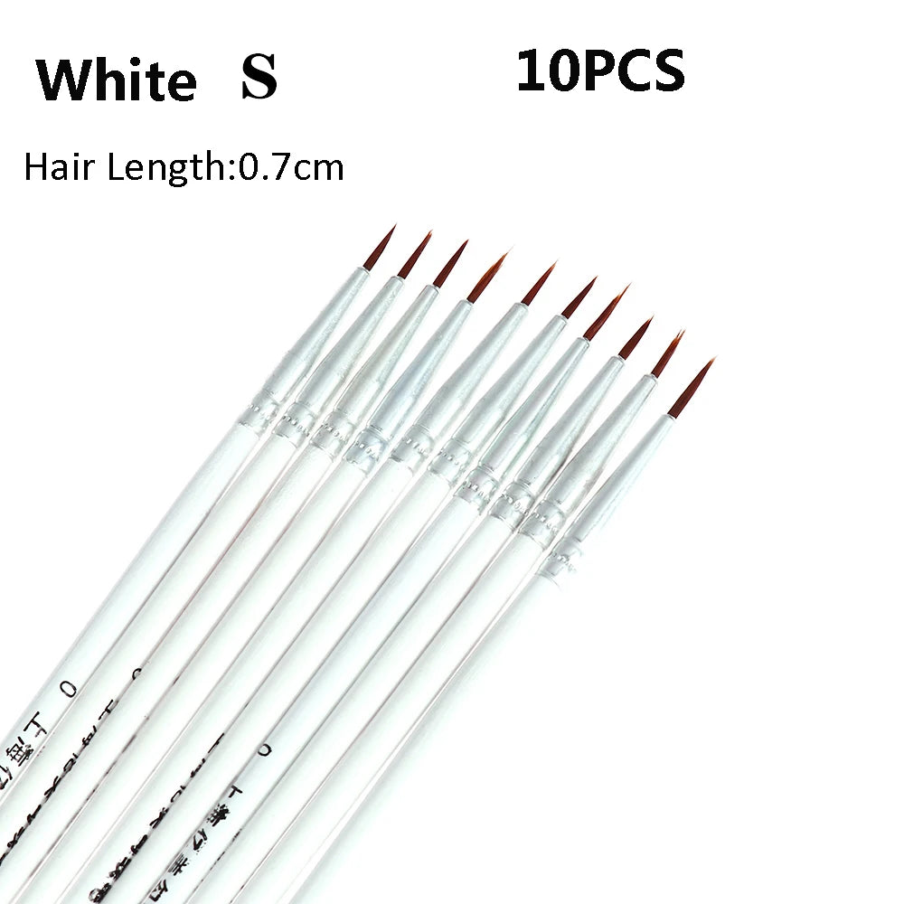 Set of 10 Art Paint Brushes for Watercolor Acrylic Oil Painting - Thin Hook Line Pens