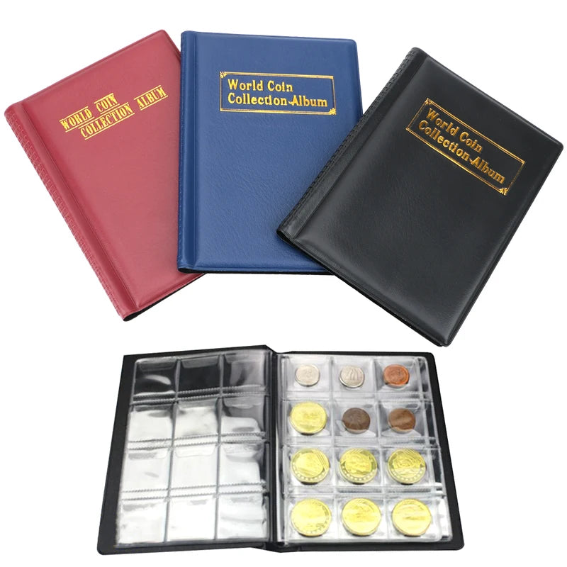 Coin Collection Album with 120 PVC Compartments for Coins & Banknotes - Multi-Color