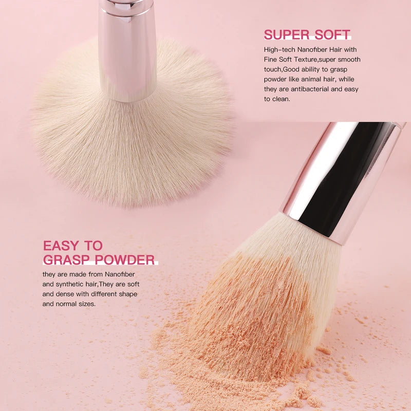 Professional Makeup Brush Set with Natural Goat & Synthetic Hair - 30 Pieces