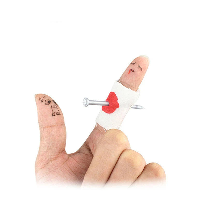Fake Nail Through Finger Prank Toy for Halloween Kids Gags Comedy Trick