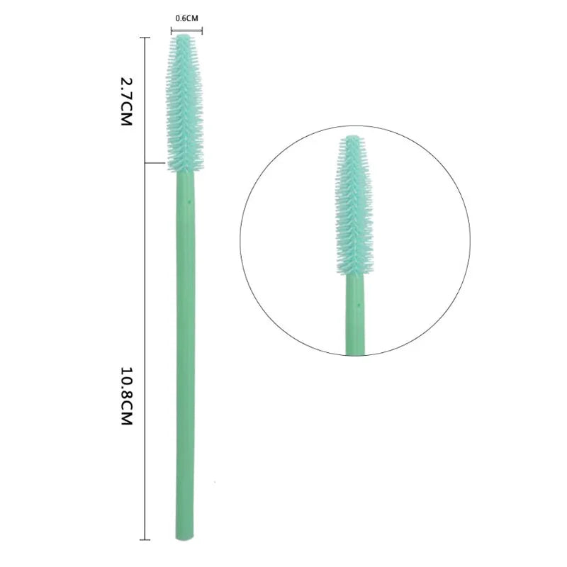 50 Pcs Disposable Silicone Eyelash Brush Applicators for Lash Extensions & Makeup