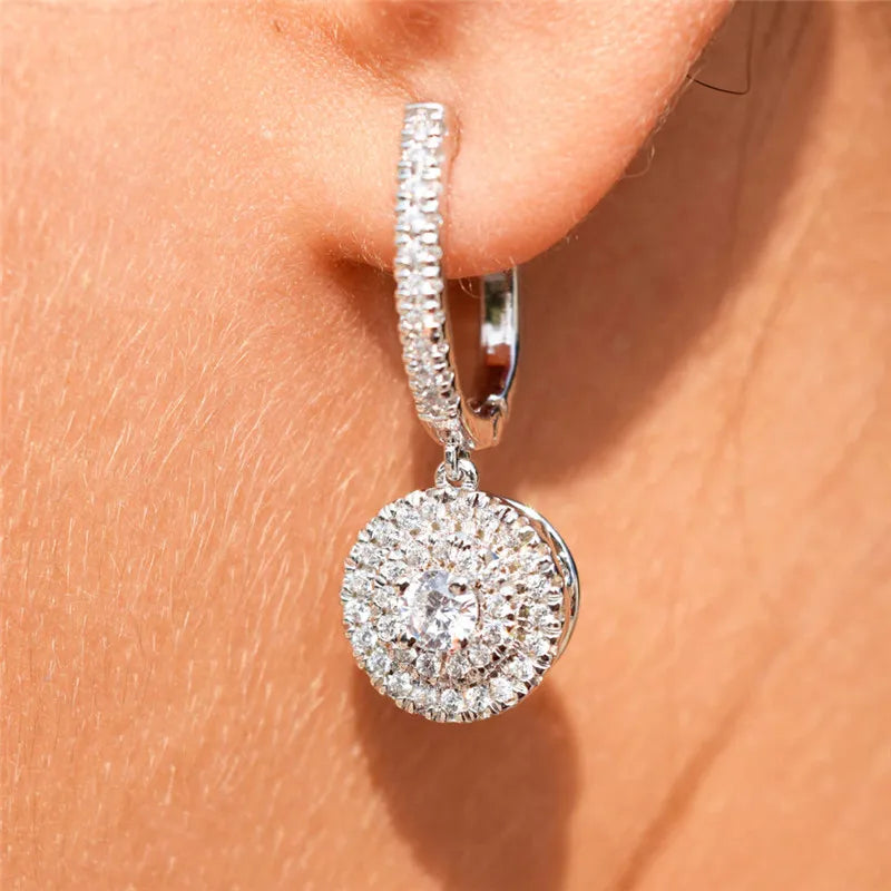 Elegant Wedding Eternity Earrings for Women Cubic Zirconia Jewelry