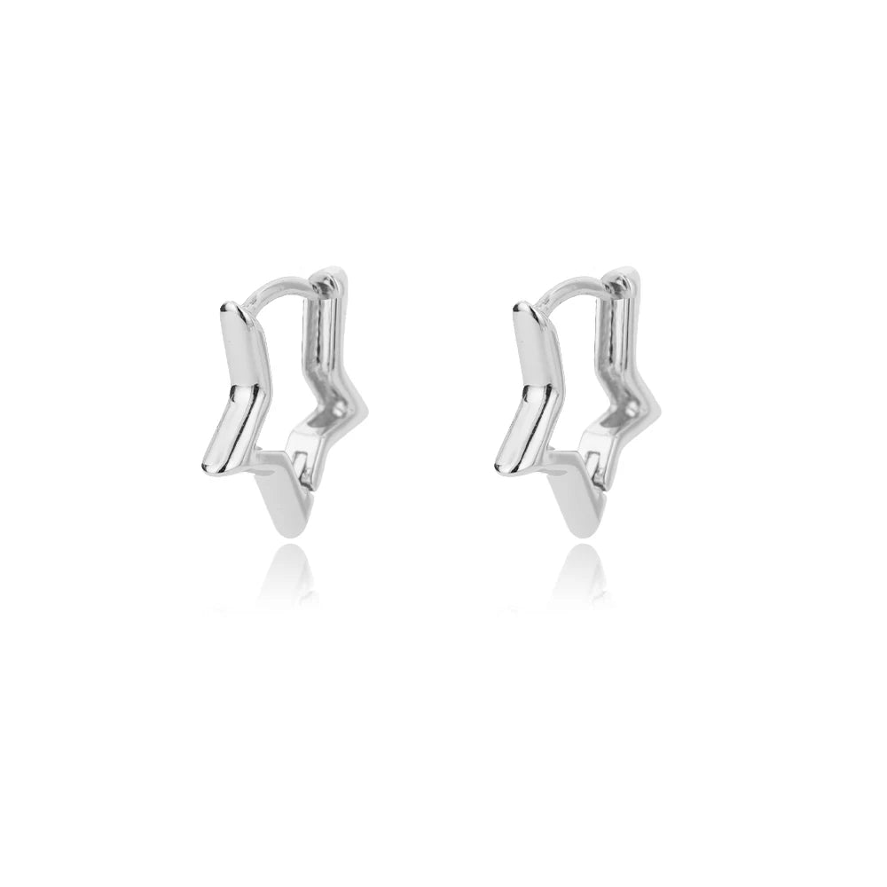 Geometric Star Hoop Earrings for Women Stainless Steel Hypoallergenic Jewelry Gift