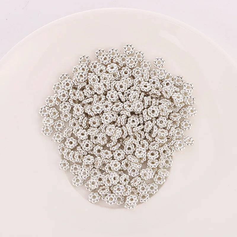 Assorted 4mm Flower Spacer Beads Gold Plated Snowflake Jewelry Making Supplies