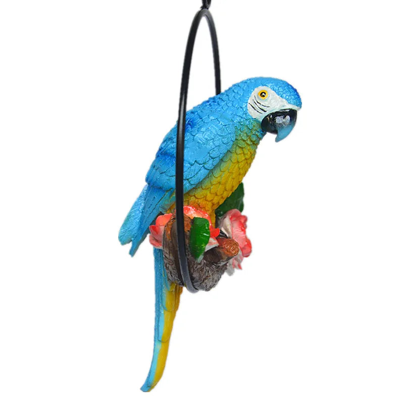 Resin Parrot Garden Statue - Outdoor Decor Animal Sculpture for Home & Garden