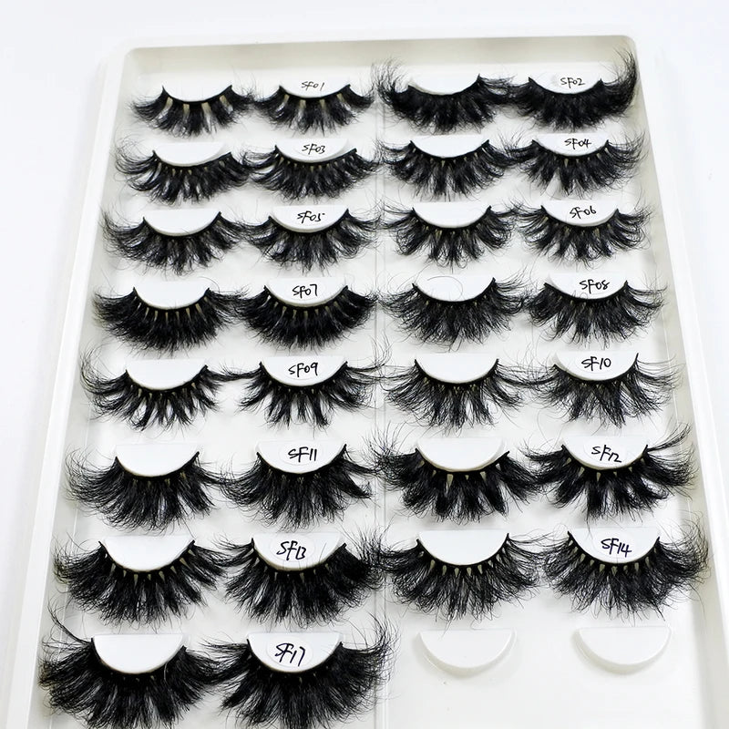 Wholesale 25mm Mink Fluffy Long False Eyelashes - Multiple Styles & Colors