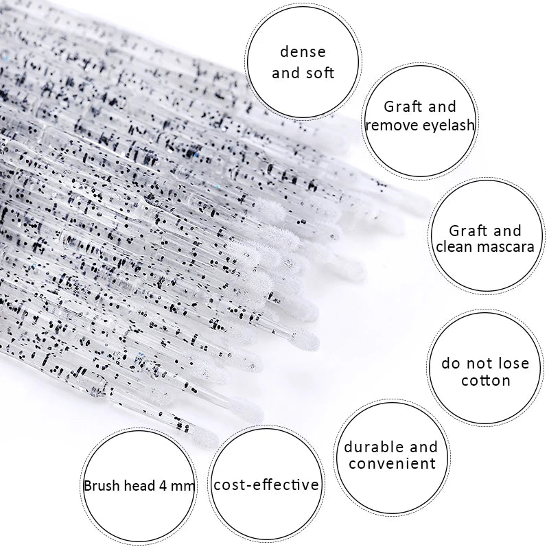 50pcs Disposable Micro Lash Brushes for Eyelash Extension Removal & Makeup Application