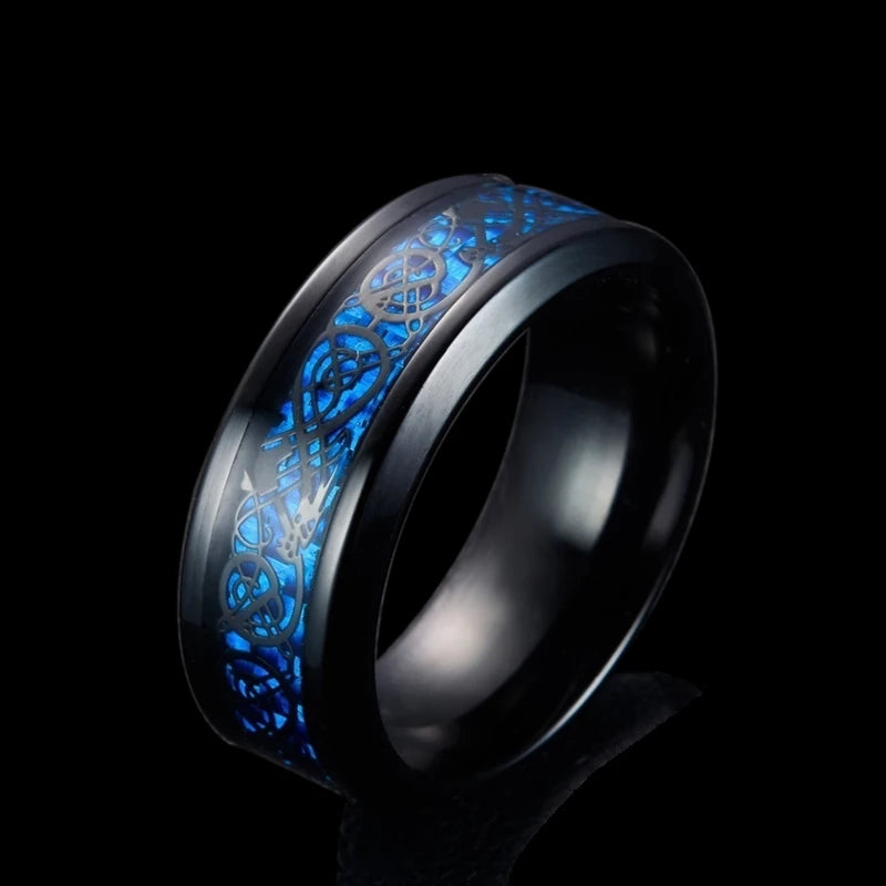 Couple Rings Set Men Women Stainless Steel Wedding Band with Blue Zircon