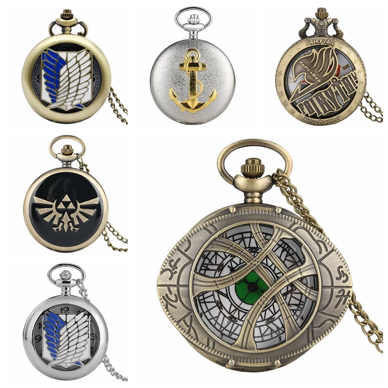 Antique Retro Quartz Pocket Watch Chain Necklace with Pendant - Unisex Gift