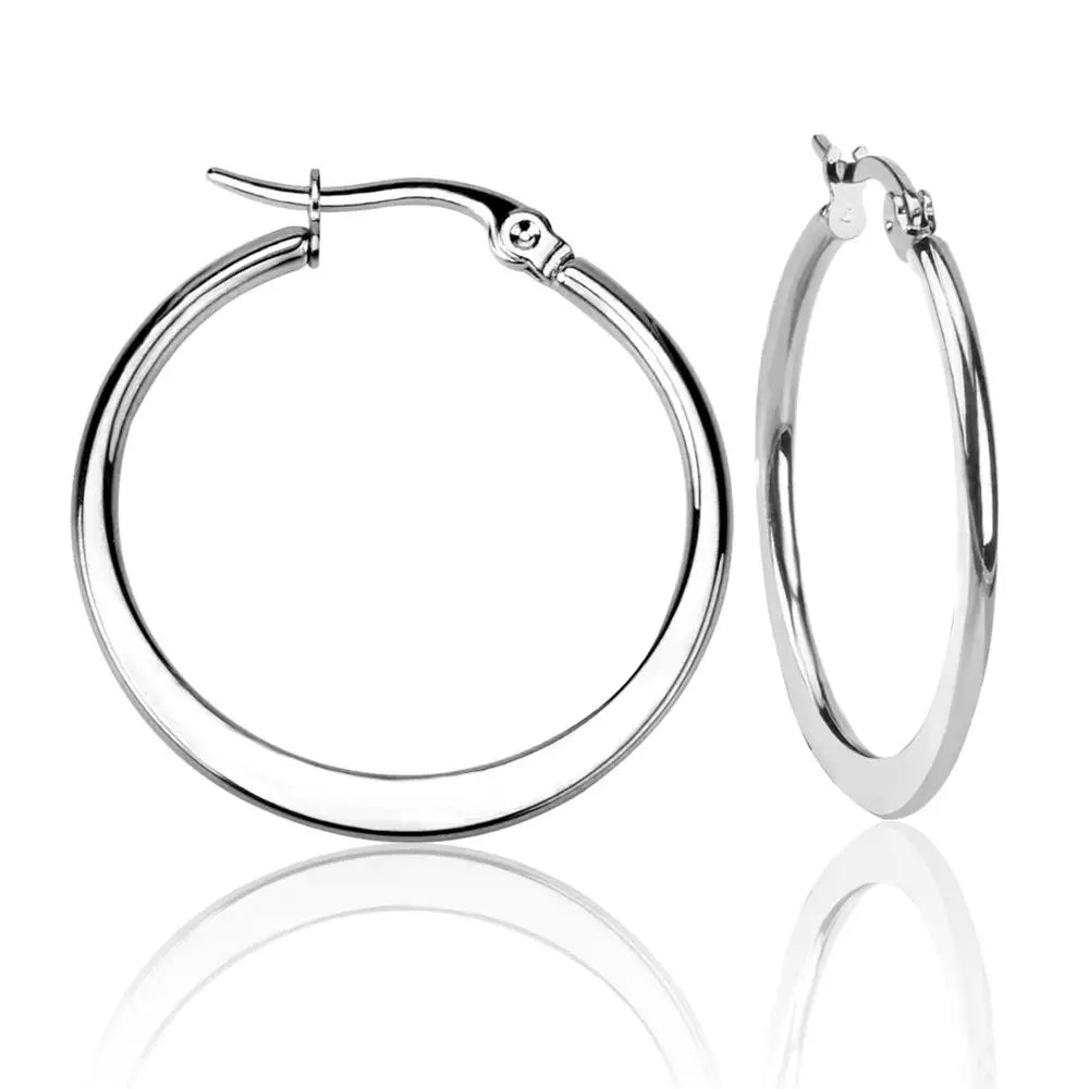 Vintage Hoop Earrings for Women 15mm/25mm/35mm Stainless Steel Gold Plated Jewelry