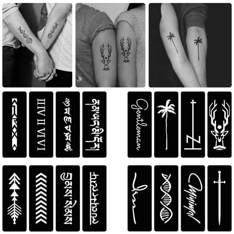 Henna Tattoo Stencil Kit with 29 Styles for Body & Face Art - Airbrush & Glitter