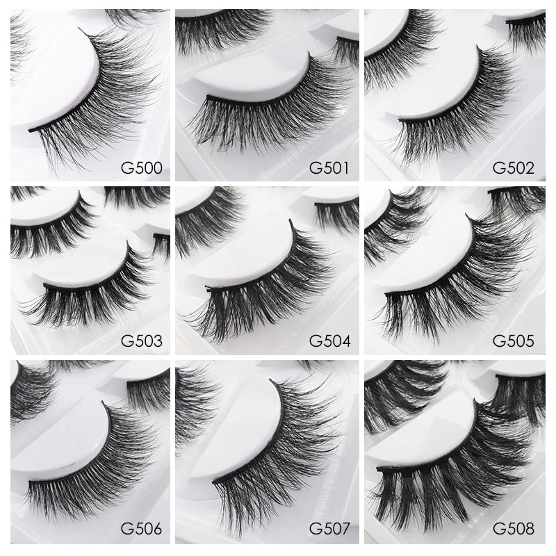 Wholesale 3D Faux Mink Lashes - Natural Long Wispy False Eyelashes Set