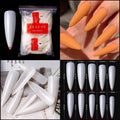 Full Cover Gel Nail Tips Set - 500pcs Stiletto & Coffin Design False Nails for DIY Manicure