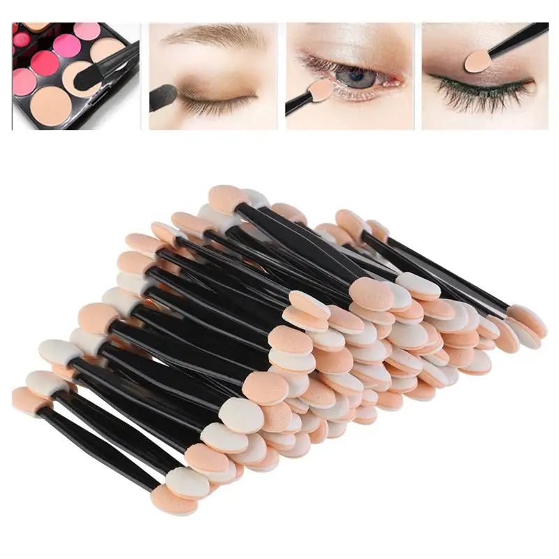Makeup Eye Shadow Brush Set 30/50/100 Pcs Dual Sided Sponge & Nylon