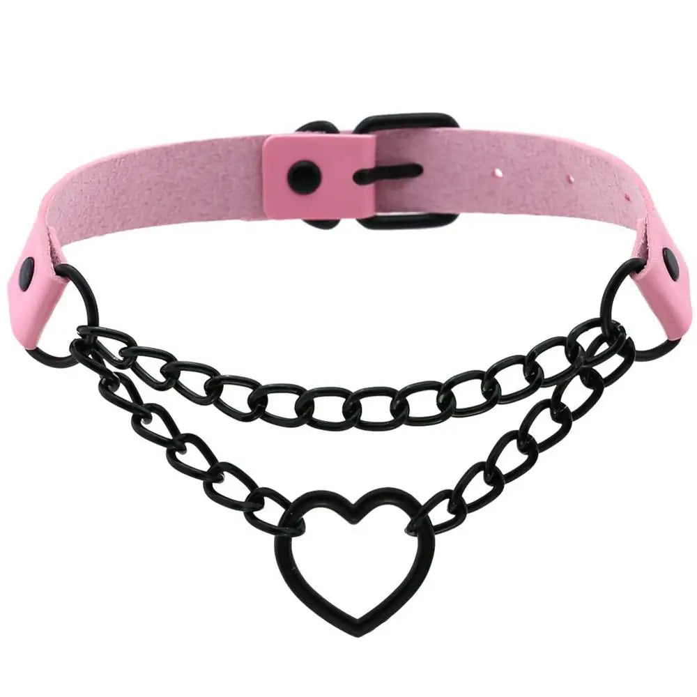 Black Choker Necklace for Women Gothic Heart Chain Collar Punk Kawaii Halloween Jewelry
