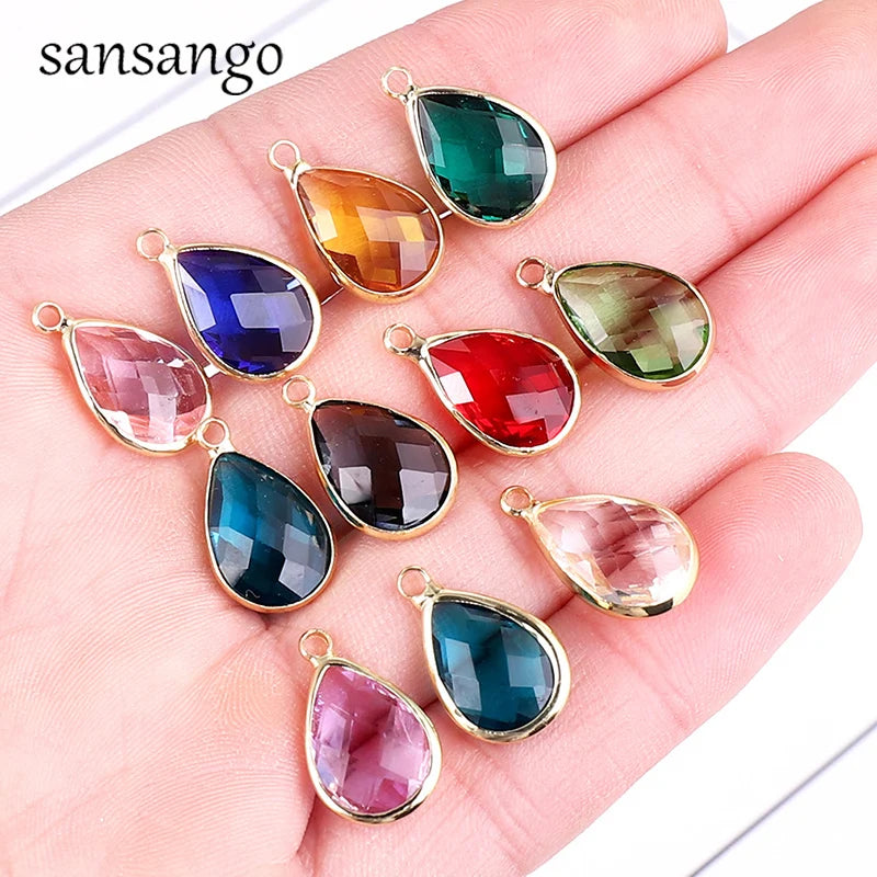 10pcs Water Drop Charms Crystal Alloy Pendants for Jewelry Making DIY Earrings Necklace