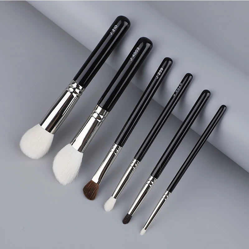 Makeup Brushes Set - Goat Hair Round Blush, Contour, Eyeshadow, Angled, Small Detail
