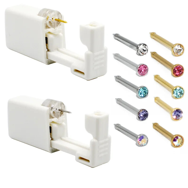 24Pcs Ear Nose Piercing Kit with Sterile Stainless Steel Studs and Piercing Gun - Safe, No Pain, Multiple Colors