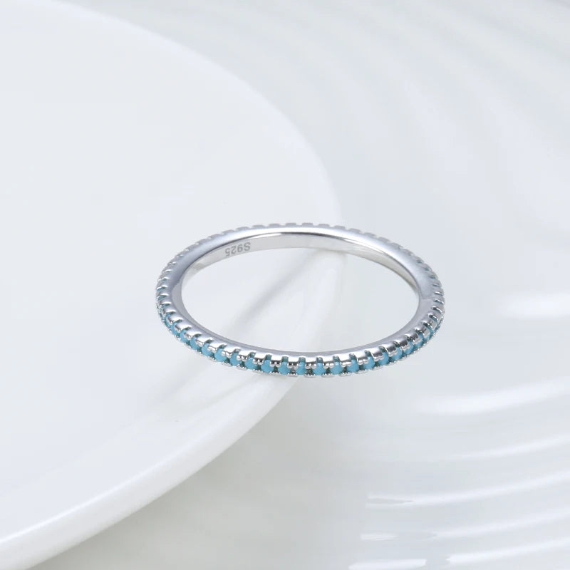 Trendy Tibetan Silver Turquoise Charm Stackable Ring for Women - Fine Jewelry