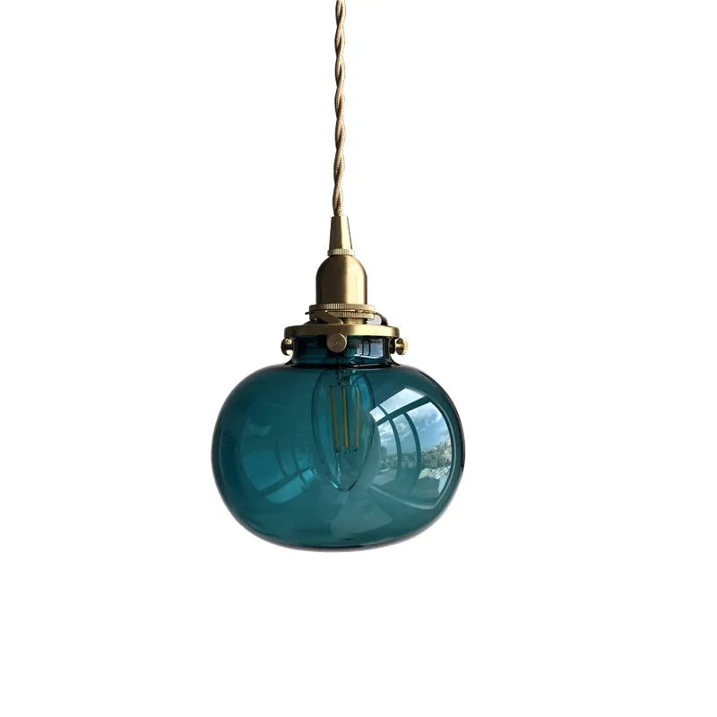 Nordic Glass Ball Pendant Light - Modern Japanese Style LED Fixture for Bedroom & Living Room