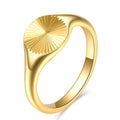 Minimalist Carve Wave Ring for Women Stainless Steel Dainty Signet Ring