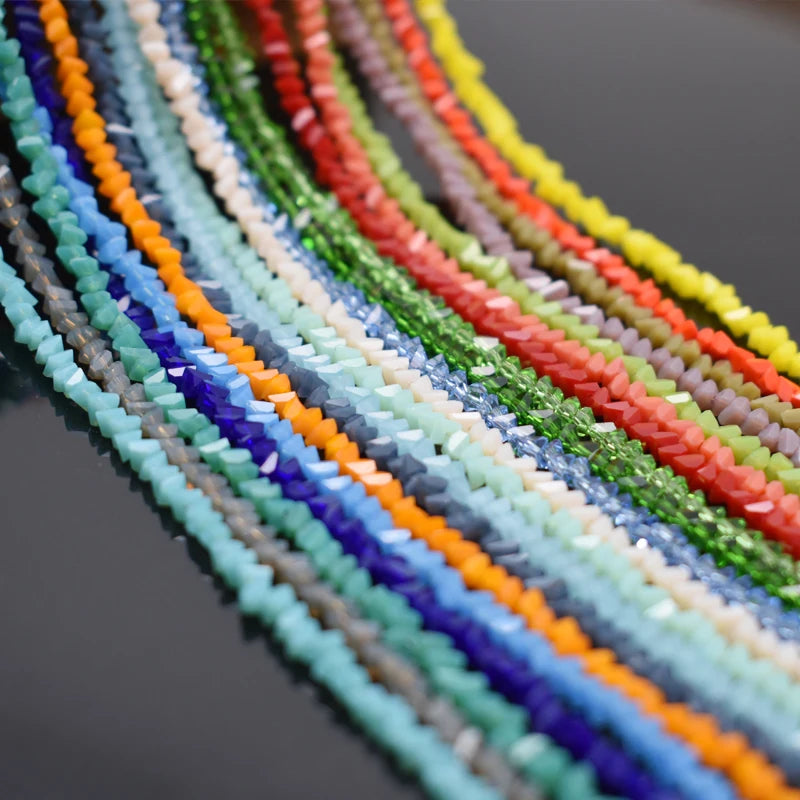 Crystal Glass Beads - 2mm Triangle Seed Beads for Jewelry Making, 130pcs Mixed Colors