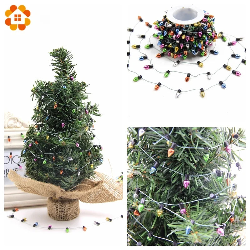 Colorful Christmas Garland String Lights, No Electricity, DIY Small Bulbs, 3/5 Meters