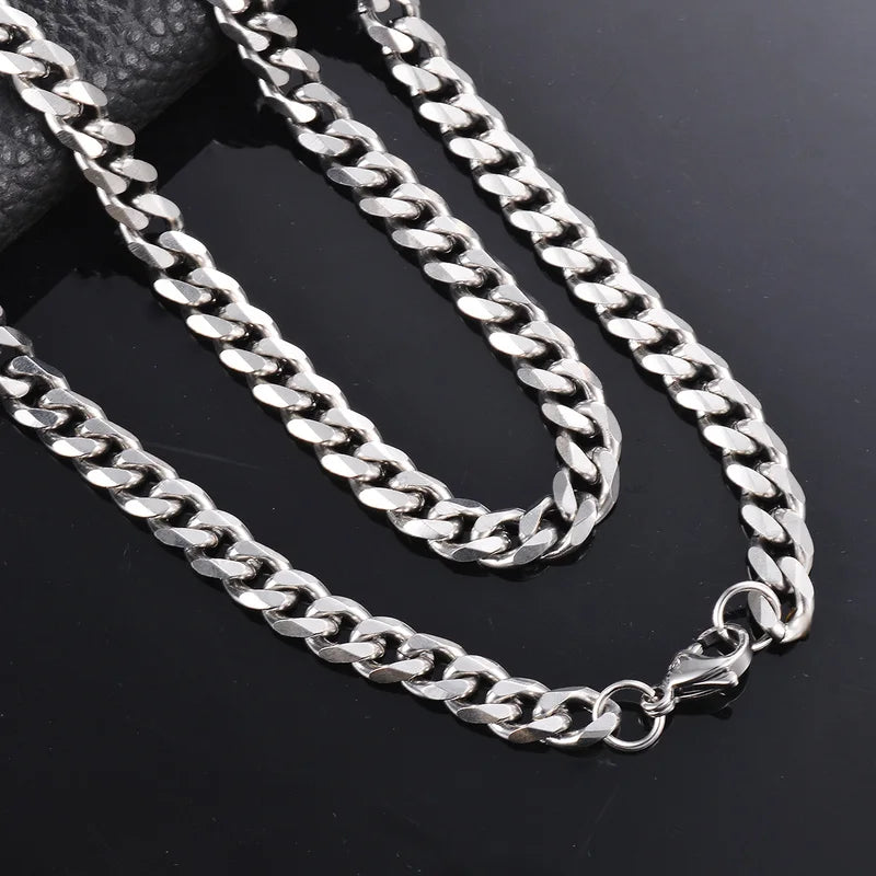 Men's Stainless Steel Cuban Link Chain Necklace - Multiple Lengths & Colors