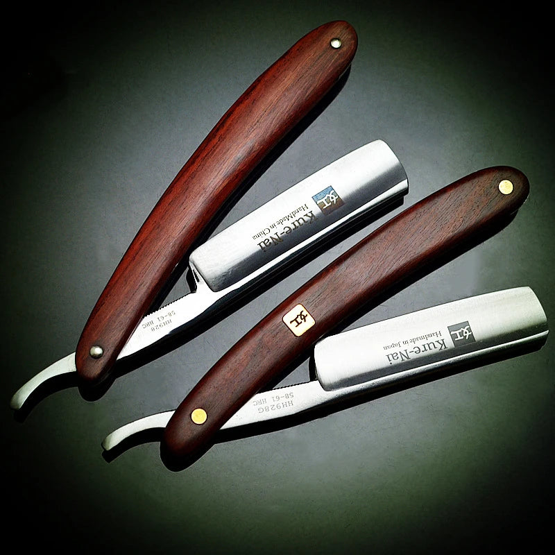 4pcs Straight Razor Set with Rosewood Handle Carbon Steel Sharp Shaver Man's Shaving Tool