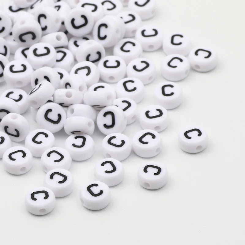 50/100/200pcs Alphabet Beads - 7x4mm Acrylic Spacer Beads for Jewelry Making