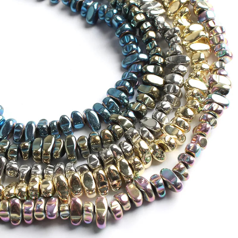 Natural Matte Hematite Beads for Jewelry Making - Irregular Gravel Spacer 15"