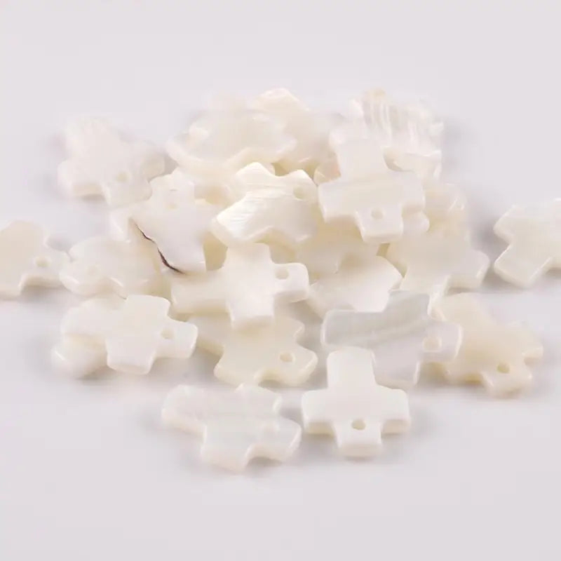 Natural Mother of Pearl Cross Beads Charms for DIY Jewelry Making - 30pcs