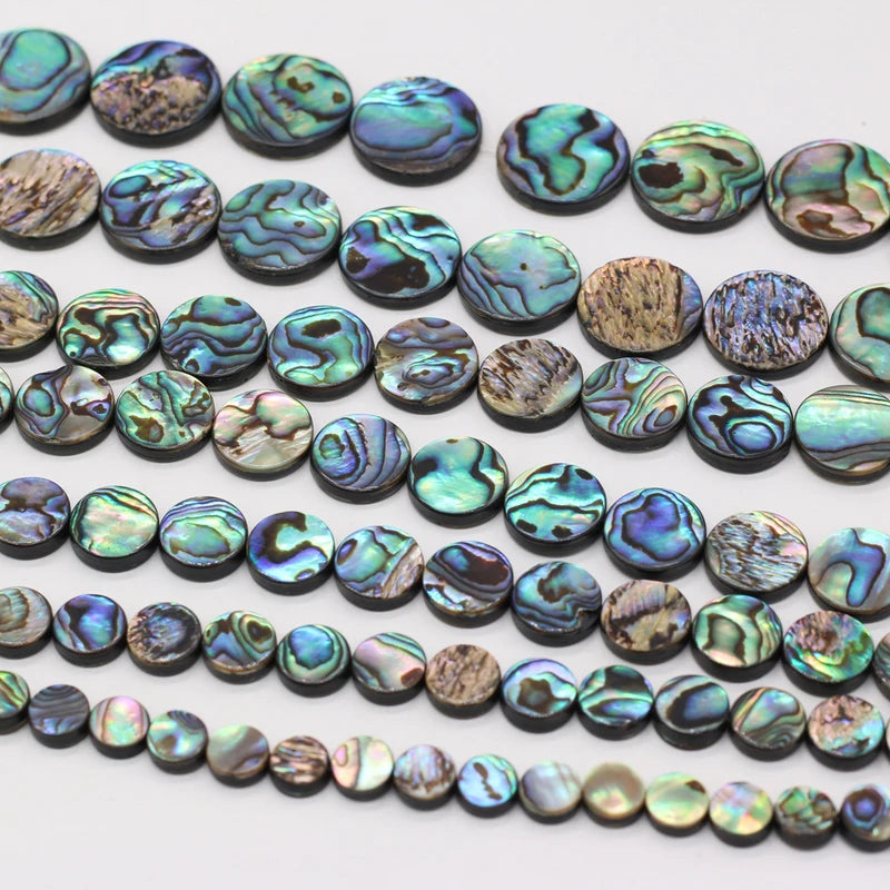 Natural Shell Beads Coin Jewelry Making Supplies 8mm 12mm 14mm - 5pcs Set