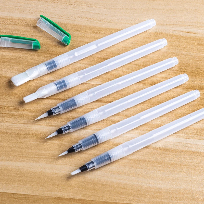 Portable Watercolor Brush Pens Set - 6 Soft Watercolor Paint Brushes for Beginners