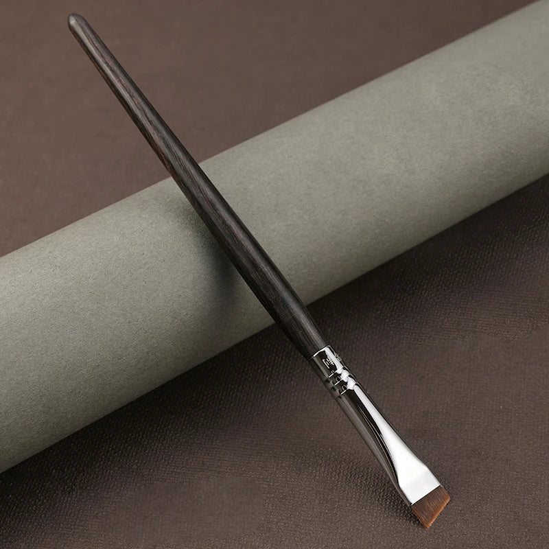 Large Angled Eyebrow Makeup Brush - Synthetic Fiber, Wooden Handle