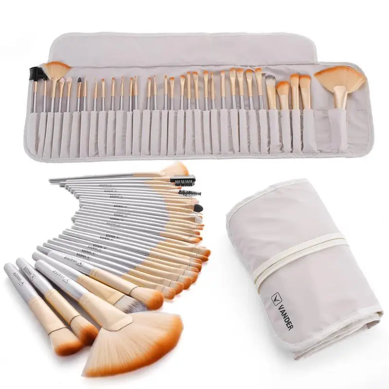 Professional 32 Pcs Makeup Brush Set - Hypoallergenic, Multi-Color Handles