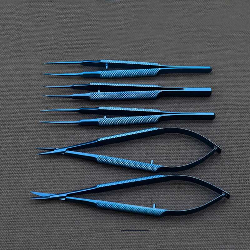 Titanium Microsurgical Instruments Kit with Scissors Needle Holders Forceps - 14cm