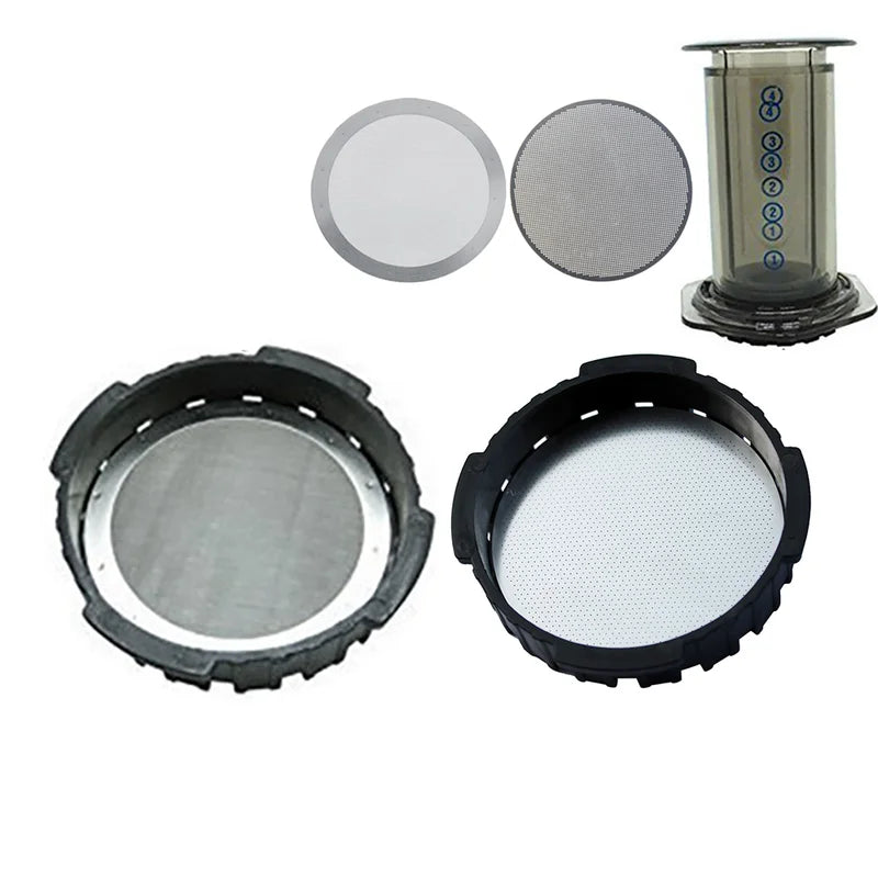 Reusable 61mm Metal Mesh Coffee Filter Set for Aeropress - Stainless Steel, Universal Fit