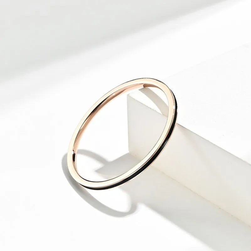 Thin Stackable Wedding Ring Set for Women - Enamel Stainless Steel, 1mm Wide