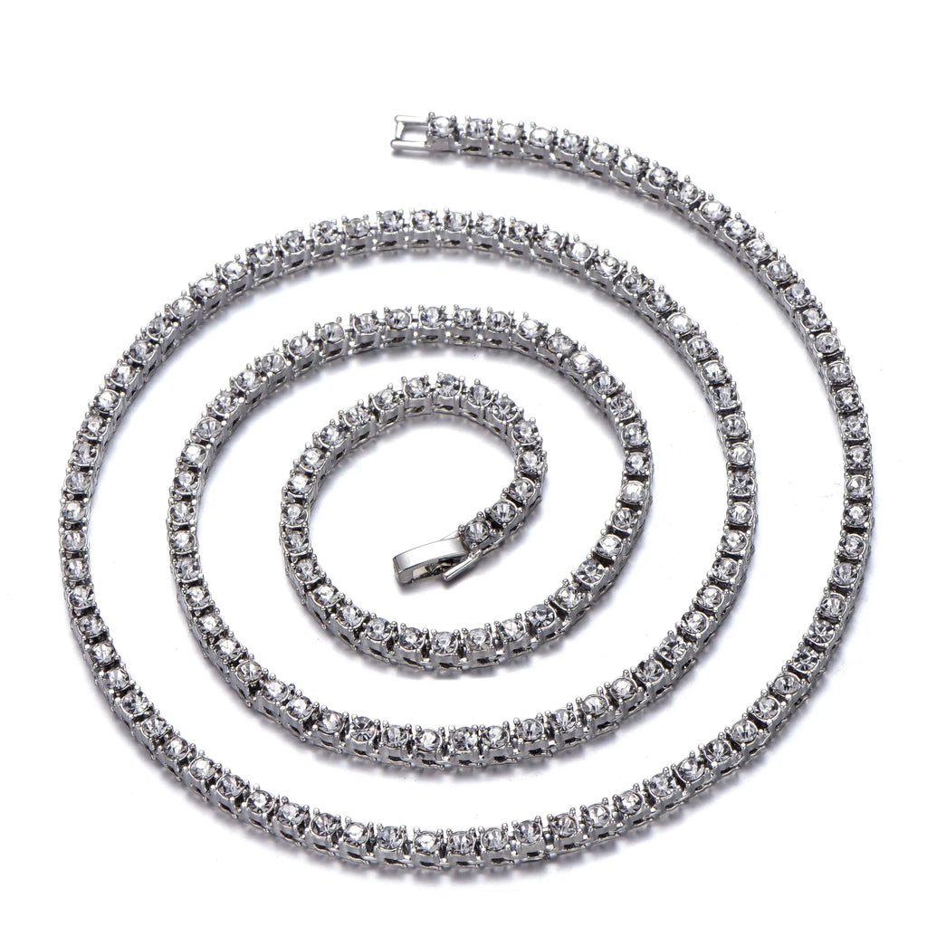 Men's and Women's Iced Out Tennis Chain Necklace Bracelet Set – Hip-Hop Jewelry