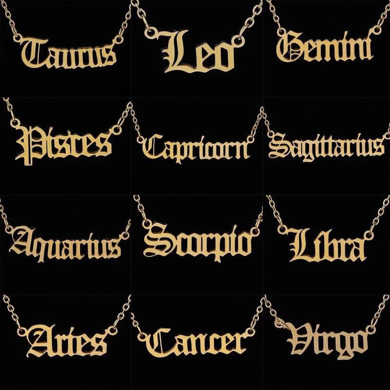 Zodiac Constellation Necklace for Women - Stainless Steel Pendant Jewelry