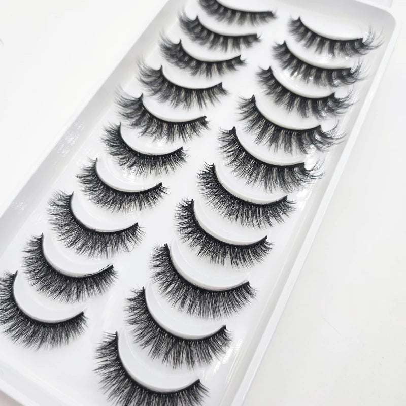 20 Pairs Natural 3D Mink False Lashes Dense Cross & Messy Eye Makeup Extensions