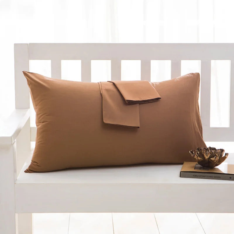 Cotton Pillowcase Solid Color Bedding Pillow Cover 40x60cm to 50x90cm
