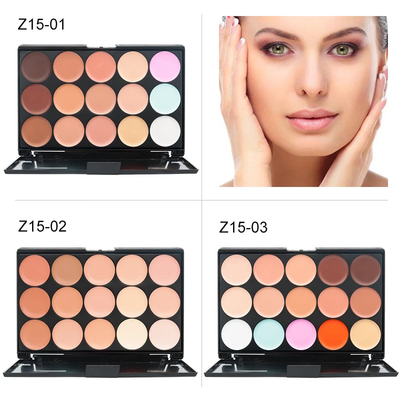 15-Color Face Concealer Palette Camouflage Cream Contour Makeup Kit for Flawless Skin