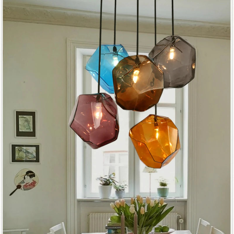 Modern Nordic Pendant Lamp with Stained Glass - LED Indoor Lighting Fixture