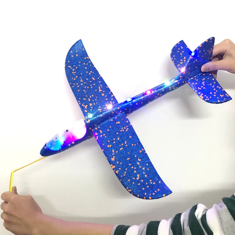 Large Foam Glider Airplane Toy with LED Light for Kids Outdoor Flying Fun - 33cm to 50cm