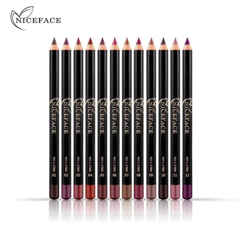 12-Color Matte Lip Liner Pencil Waterproof Long Lasting Lip Makeup Set