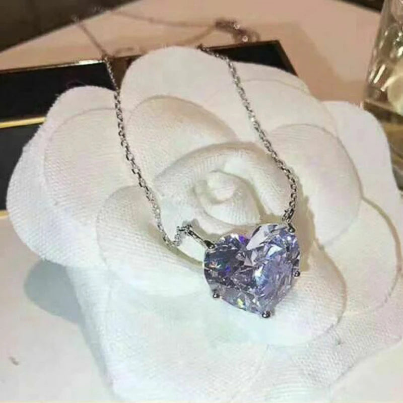 Big Heart CZ Pendant Necklace for Women - Versatile Statement Jewelry